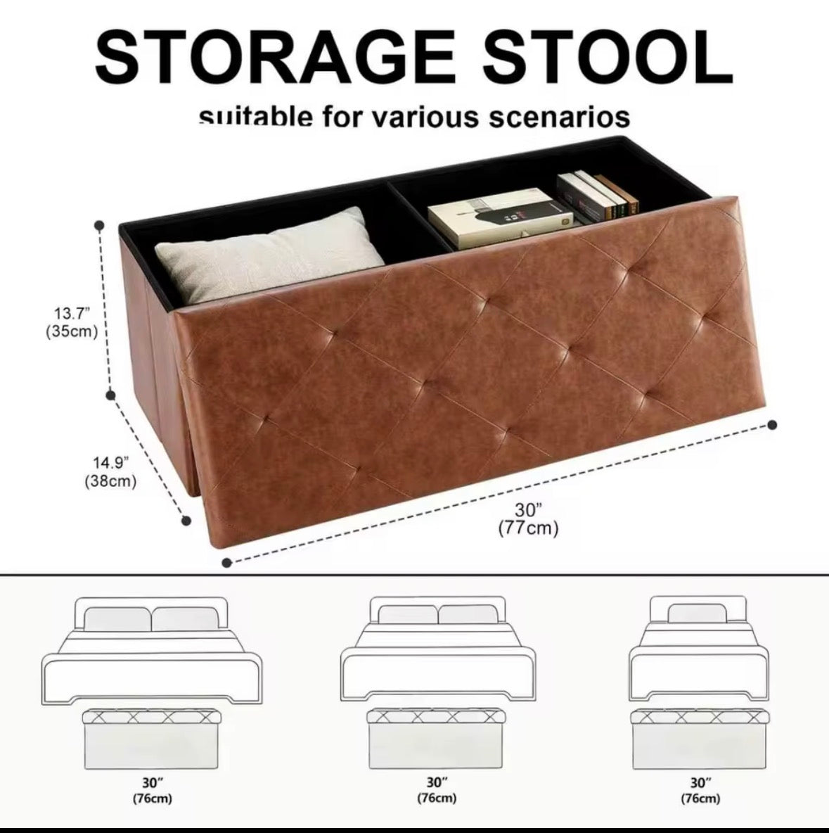 RoomWave brown storage ottoman dimensions